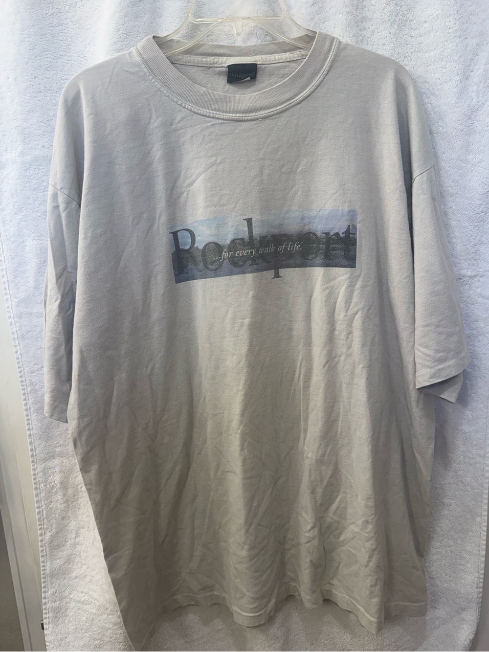 Vintage 90s Rockport Footwear Shoes T Shirt XL Single Stitch Promo Tee Tan